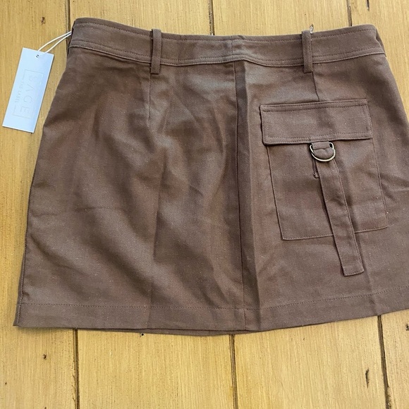 Brown Mini Skirt Pockets New Medium Sage the Label Linen & Cotton - Picture 6 of 12